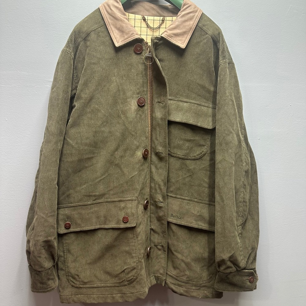 Barbour T560 Wetherby Corduroy Jacket Mens L Waxed Tweed Collar Quilted Lined